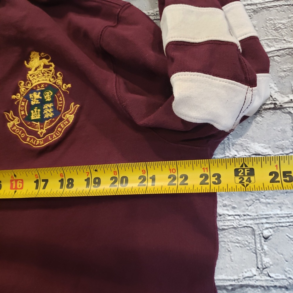 Polo Ralph Lauren Mens Rugby Shirt Maroon Crest Number 3 Long Sleeve Medium - Picture 9 of 9